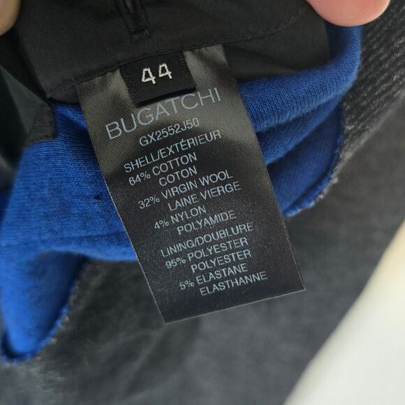 Bugatchi Men's Relaxed Knit Sweater Blazer Heather Charcoal Blue Cotton Wool 44 - Picture 5 of 8